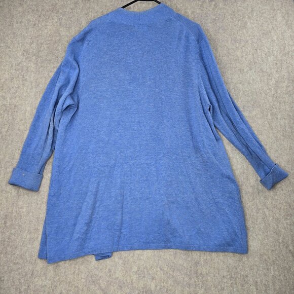 Falls Creek 2X Open Front Blue Cardigan Sweater Cotton/Viscose - Picture 2 of 7